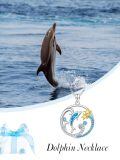 TOUPOP Sterling Silver Opal Dolphin Ocean Wave Pendant Necklace-0-2