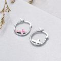 wholesale 925 Sterling Silver White Opal Cross Hoop Earrings White Gold Plated-0-5