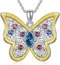 wholesale 925 Sterling Silver Multicolor CZ Butterfly Pendant Necklace for Women-0-0