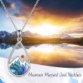 wholesale 925 Sterling Silver Teardrop Abalone Shell Mountain Pendant Necklaces for Women Girls Gifts Jewelry (Blue)-0-1