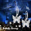 wholesale 925 Sterling Silver Butterfly Hypoallergenic Leverback Dangle Earrings-0-1