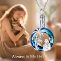 TOUPOP Sterling Silver & Stone Cat Moon Cremation Urn Necklace for Ashes-0-1