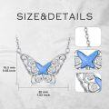 wholesale 925 Sterling Silver Opal Butterfly Necklace for Women Dainty Charm Jewelry Blue Glitter Pendant Necklace-0-4