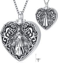 wholesale TOUPOP Two Side Mom Heart Cremation Urn Necklace Daughter Jewelry For Ashes Keepsake Cremation Jewelry Urn Necklace Memorial Pendant For Women Girls With Filling Kit -undefined