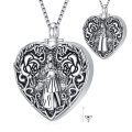 TOUPOP Stainless Steel & Stone Two Side Mom Heart Cremation Urn Necklace-0-0