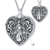 TOUPOP Stainless Steel & Stone Two Side Mom Heart Cremation Urn Necklace-undefined