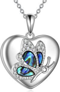 wholesale 925 Sterling Silver Heart-Shaped Abalone Shell Butterfly Pendant Keepsake Urn Necklace for Ashes Memorial s-Butterfly Urn Necklace