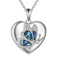 wholesale 925 Sterling Silver Heart-Shaped Abalone Shell Butterfly Pendant Keepsake Urn Necklace for Ashes Memorial s-0-0