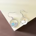 wholesale 925 Sterling Silver Blue Opal Starfish Wave Dangle Earrings Wholesale Sea Life  for Women Girls-0-4