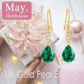 wholesale 14K Gold 3CT Artificial Birthstone Pear Dangle Earrings 6x8mm-0-4