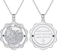 wholesale 925 Sterling Silver Saint Michael Archangel Protection Pendant with 24 Chain  for Women Men Boys Girls-A4-Style 4