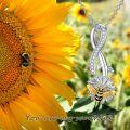 wholesale 925 Sterling Silver CZ Infinity Bee Pendant Necklace with Honeycomb Design - Gifts for Her-0-5