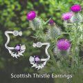 wholesale 925 Sterling Silver Scottish Thistle Stud Earrings for Women Purple Flower Jewelry-0-2