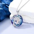 wholesale 925 Sterling Silver Blue Crystal Tree of Life Pendant with Violin Charm Necklace Sports Music s for Women-0-15