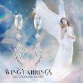 wholesale 925 Sterling Silver Angel Wing Feather Cross Dangle Drop Earrings for Women Men 3cm Long Hypoallergenic Minimalist Fine-0-5