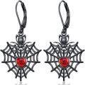 wholesale Hypoallergenic 925 Sterling Silver Black Spider Web Heart Drop Earrings Gothic Gift-0-0