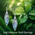 wholesale 925 Sterling Silver Feather Design Abalone Shell Drop Earrings-0-4