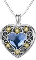 wholesale TOUPOP Sunflower Sunflower Heart Locket Necklace That Holds Pictures Photo With Blue Crystal Memorial Locket Jewelry For Women -0-0