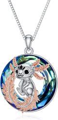 wholesale 925 Sterling Silver Blue Crystal Squirrel Pendant Necklace Gemstone s for Women Girls-0-0