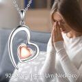 wholesale 925 Sterling Silver Double Heart Pendant with Rose Gold Plated Inner Heart and Chain - Urn Keepsake Memorial Jewelry for Ashes Cremation-0-1