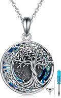 wholesale 925 Sterling Silver Blue Crystal Celtic Knot Tree of Life Keepsake Cremation Jewelry Pendant Necklace with Funnel and Fill Tool-0-0