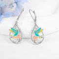 wholesale 925 Sterling Silver Enamel Hummingbird Flower Drop Earrings Gift for Her-0-3