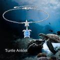 wholesale 925 Sterling Silver Blue Opal Sea Turtle Starfish Charm Anklet Celtic Knot  for Women-0-5