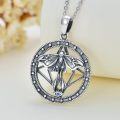 wholesale 925 Sterling Silver Moth Pentagram Necklace with Triple Moon Goddess Celtic Knot Pendant-0-1
