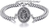wholesale 925 Sterling Silver St Michael Archangel Protection Charm Bracelet for Women and Men-Saint Michael