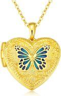 wholesale S925 Sterling Silver Butterfly Heart Locket Necklace with Glue Craftsmanship – Hypoallergenic, Fashionable Gift for Women-0-0