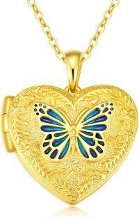 wholesale S925 Sterling Silver Butterfly Heart Locket Necklace with Glue Craftsmanship – Hypoallergenic, Fashionable Gift for Women-Style 1-No custom