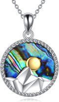 wholesale 925 Sterling Silver Abalone Shell Origami Mountain Pendant Necklace for Women-0-0