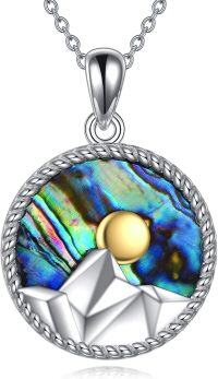 wholesale 925 Sterling Silver Abalone Shell Origami Mountain Pendant Necklace for Women-abalone shell