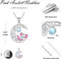 wholesale 925 Sterling Silver Moonstone Axolotl Pendant Necklace - Cute Animal s for Women-0-3