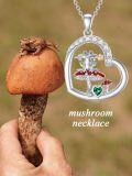 wholesale 925 Sterling Silver Frog on Mushroom Heart-Shaped Pendant Necklace for Women and Girls-0-5