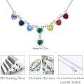 wholesale 925 Sterling Silver Heart-Shaped Rainbow Crystal Chakra Pendant Necklaces for Women - Adjustable Length (16-19 inches)-0-2