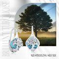 wholesale 925 Sterling Silver Tree of Life Turquoise Stone Drop Earrings for Women-0-3