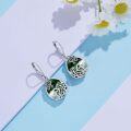 wholesale 925 Sterling Silver Green Agate Stone Drop Dangle Earring  for Women Girls Mother's Day Birthday Anniversary Christmas Holiday Present Idea (Horse)-0-3