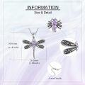 wholesale 925 Sterling Silver Dragonfly Necklace with Heart Birthstone Pendant Cute Insect  for Women Lovers-0-4