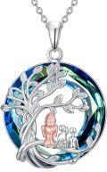 wholesale TOUPOP Gifts For Mom Mother And Daughter Son Necklace Sterling Silver Family Tree Of Life Pendant Necklace Blue Crystal Birthday Jewelry Christmas Gifts For Women Wife Grandma -0-0
