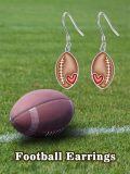 wholesale 925 Sterling Silver Heart Football Drop Earrings for Women Sport Lover Gifts-0-5