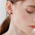 wholesale 925 Sterling Silver Square Black Onyx CZ Stud Earrings for Women and Men-0-3