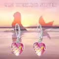 wholesale 925 Sterling Silver Multicolor Shell Mermaid Heart Leverback Hoop Earrings Wholesale-0-5