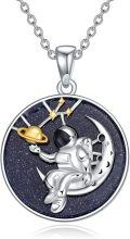 wholesale 925 Sterling Silver Cosmic Adventure Necklace with Gold Plated Planet and Moon Pendants for Women & Men-0-0