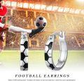wholesale 925 Sterling Silver Soccer Ball Pattern Huggie Hoop Earrings Sports Gift for Her-0-5