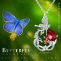 wholesale 925 Sterling Silver Crystal Red Butterfly Vine Birthstone Necklace for Women-0-5
