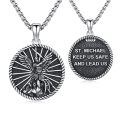 wholesale S925 Sterling Silver Round Pendant St. Michael's Archangel Guardian Angel Protection Charm Necklace for Men & Women-0-0