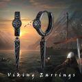 wholesale 925 Sterling Silver Black Gold Plated Viking Vegvisir Rune Drop Earrings-0-6
