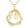 TOUPOP 925 Sterling Silver Gold Plated Zircon Forever Love Heart Pendant Necklace-0-0