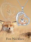 wholesale 925 Sterling Silver Fox Moon Pendant Necklace with Cubic Zirconia for Women-0-2
